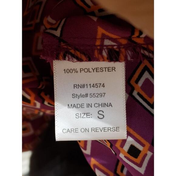 Pleione Women's Multicolor 100% Polyester V-Neck Long Sleeve Top Blouse Size S - Picture 10 of 13